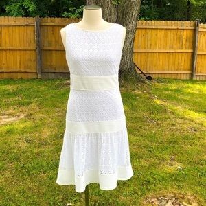 Just Taylor White Eyelet Dress Size 6 Ivory Chic & Timeless Elegance  D157